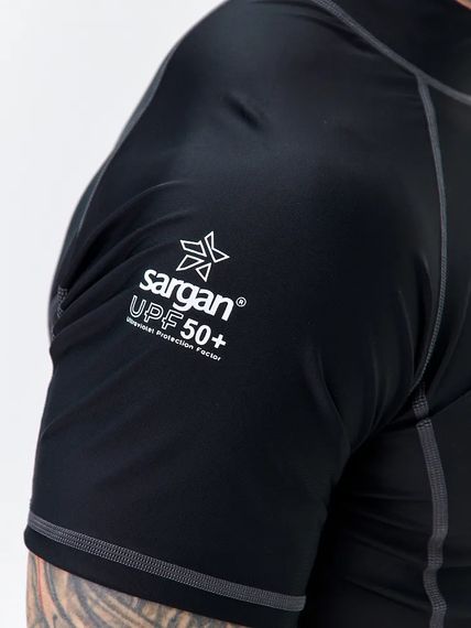 Футболка рашгард лонгслив Sargan Агидель UPF 50+ мужская черно-серая