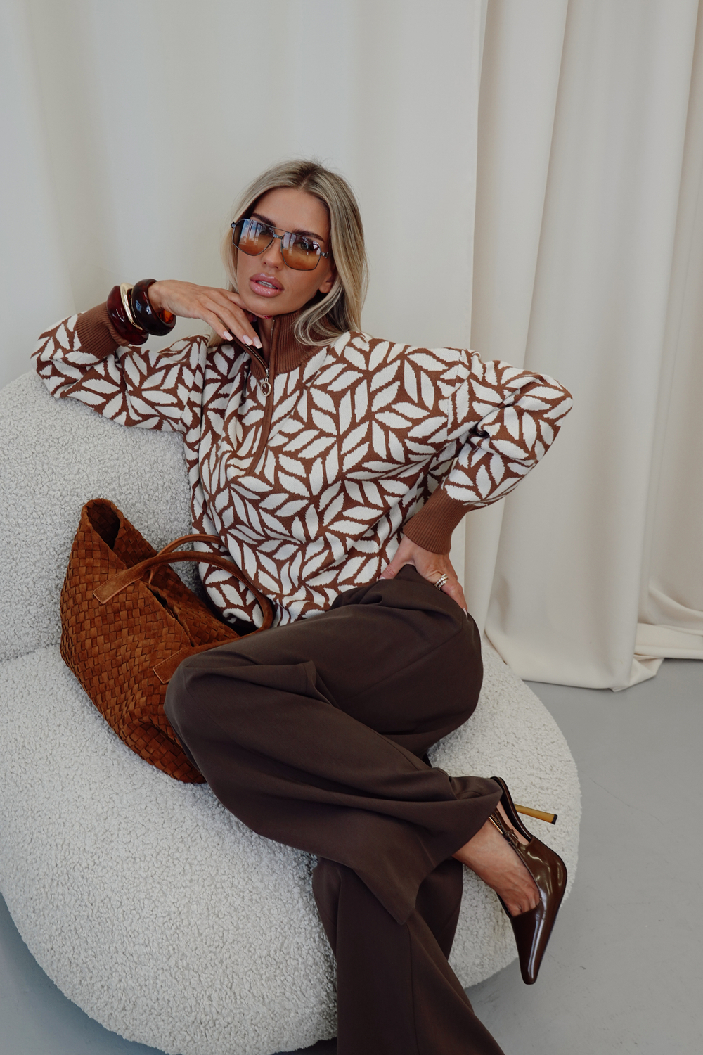 Джемпер с воротом на молнии с кашемиром