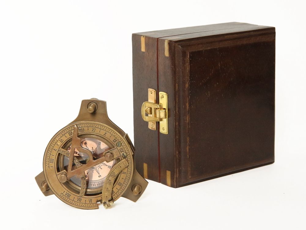 Nautical Морской компас в деревянном футляре