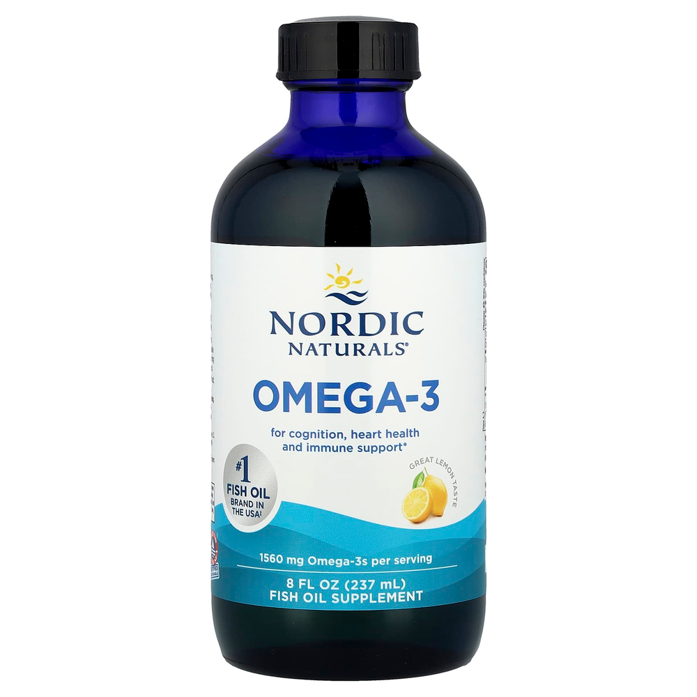 Nordic Naturals, омега-3, со вкусом лимона, 1560 мг, 237 мл (8 жидк. унций)