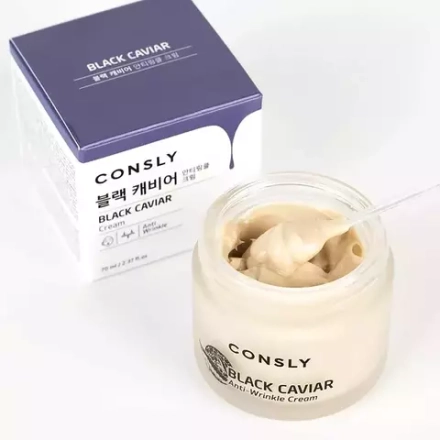 Consly Крем для лица против морщин с экстрактом черной икры - Black caviar anti-wrinkle cream, 70мл
