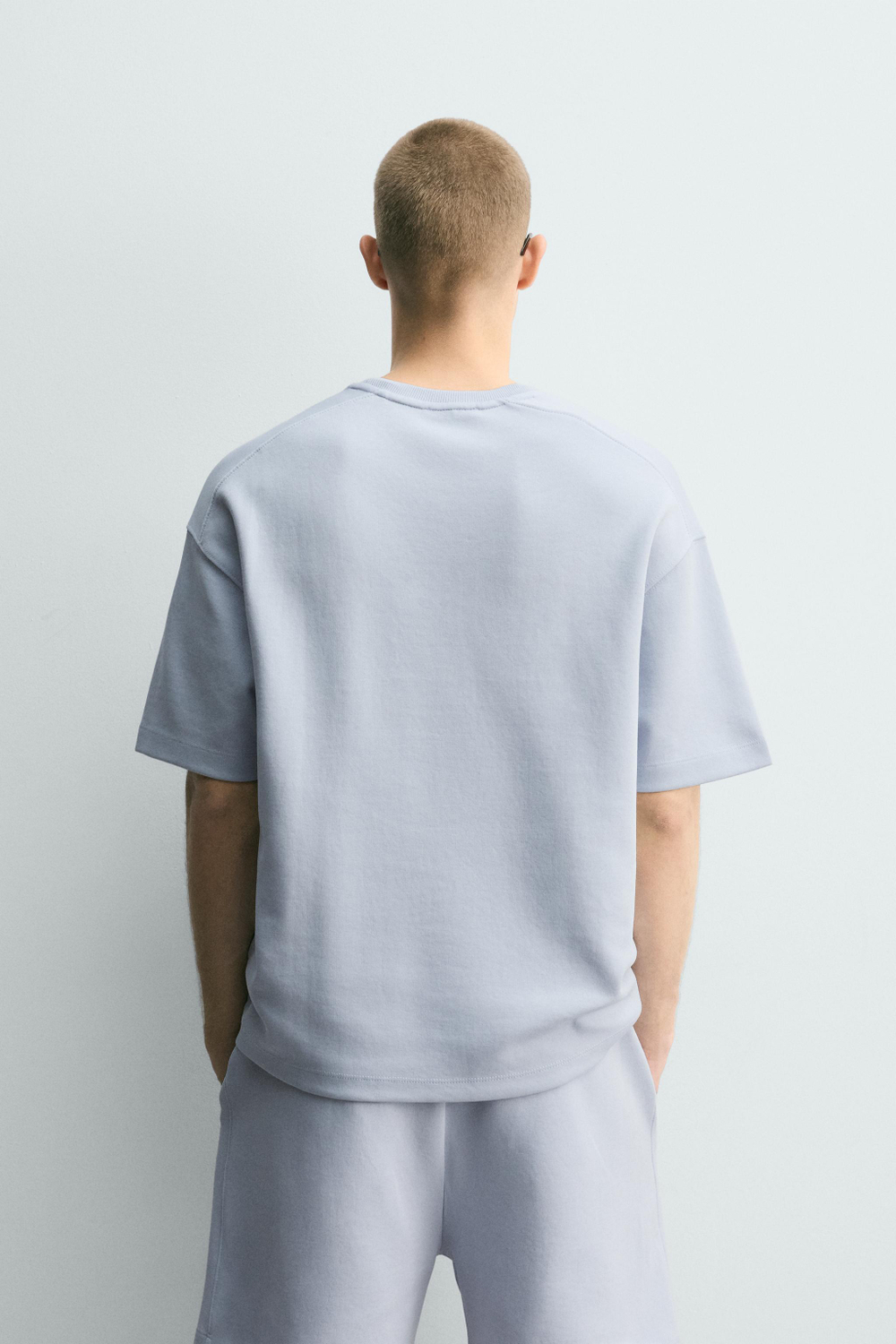 ZARA ТОЛСТОВКА RELAXED FIT ИЗ ИНТЕРЛОКА, ГОЛУБОЙ