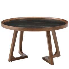 Журнальный столик Vario Ø80х46 см, черная керамика, орех