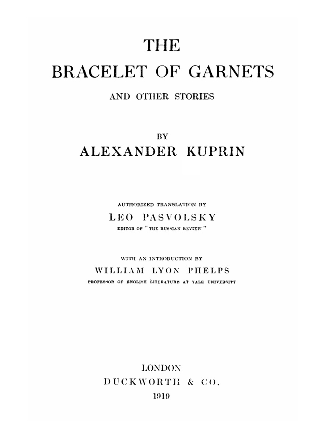 The bracelet of garnets. and other stories | A. Kuprin