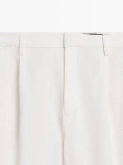 Massimo Dutti Хлопковые брюки с вытачками, белый