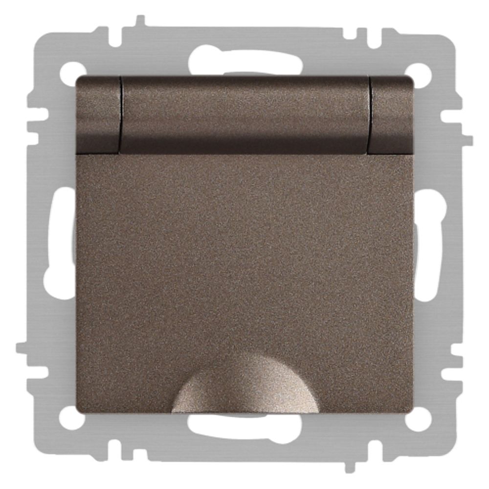 Розетка Intro Accent 6-203-08 2P+E Schuko с крышкой, 16А-250В, IP20, СУ, AL/CU, Accent, бронза | Intro