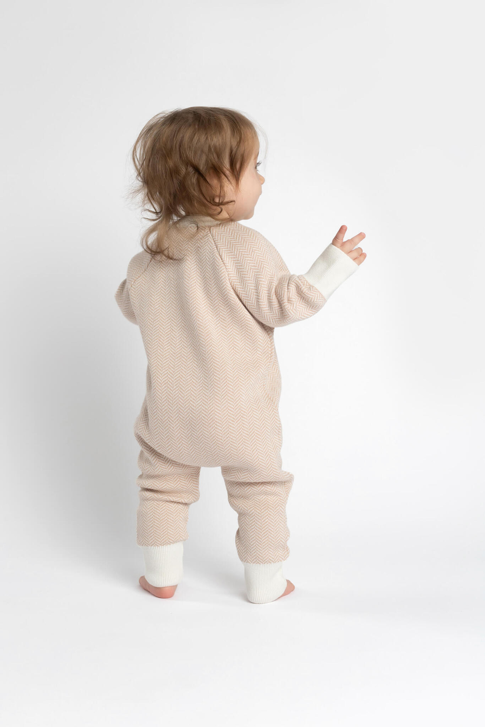 7055-157 Комбинезон вязаный "Ёлочка" (экрю+бронза)