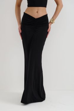 Юбка с драпировкой на бедрах из вискозы черного цвета