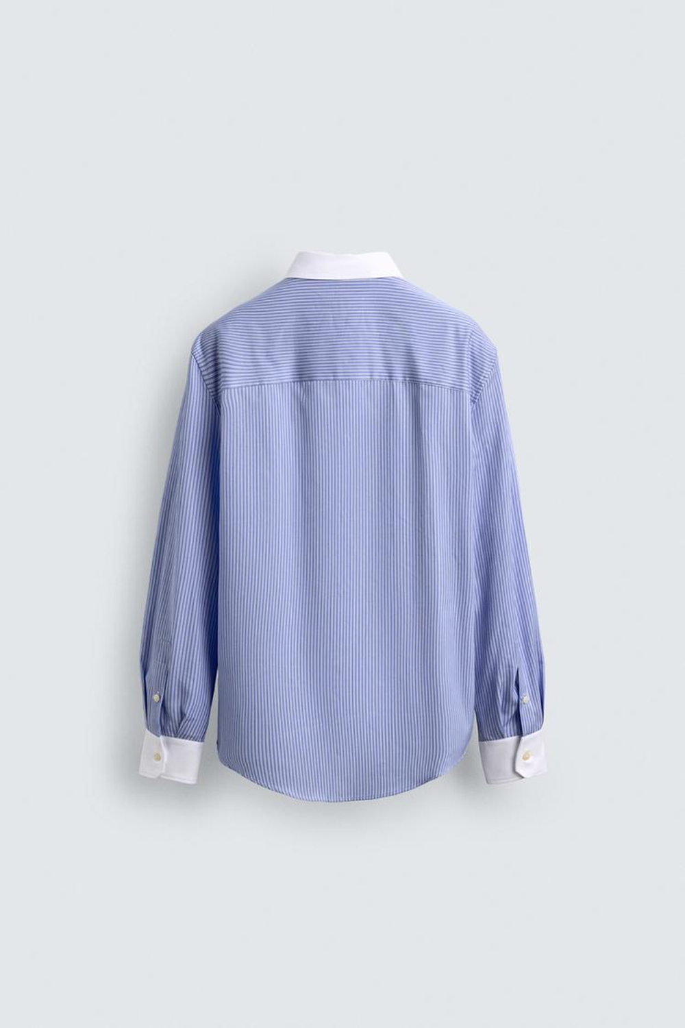 ZARА РУБАШКА В ПОЛОСКУ С КОНТРАСТНЫМИ ЭЛЕМЕНТАМИ - LIMITED EDITION, НЕБЕСНО-ГОЛУБОЙ