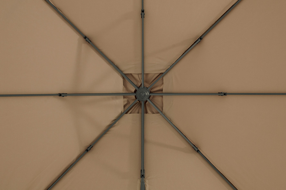 "Фабриано" зонт двухкупольный 3x3м на алюминиевой опоре, тент бежевый