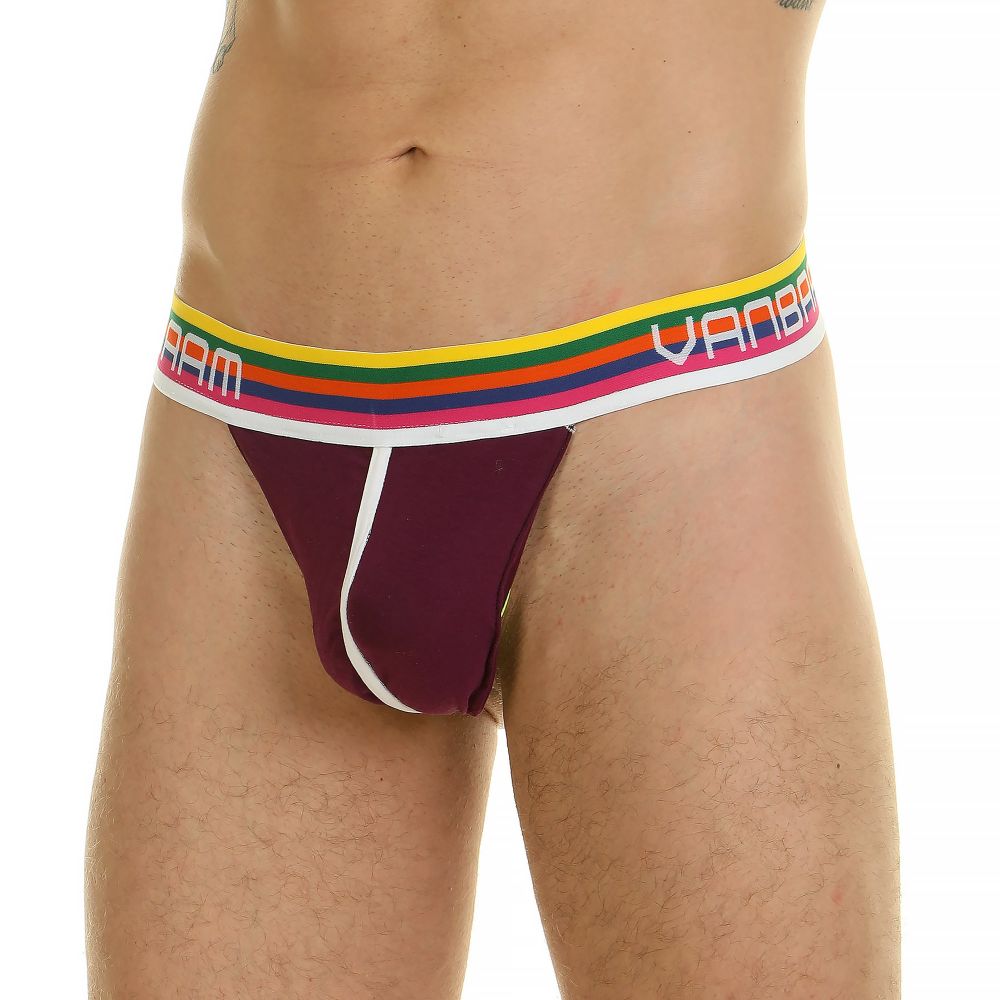 Мужские трусы тонги бордовые Van Baam 44855