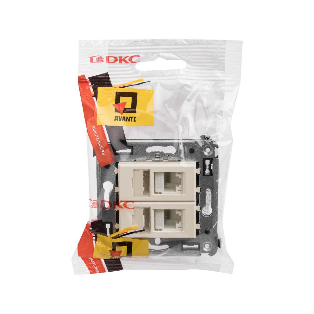 Компьютерная розетка RJ-45 в стену, кат.6А двойная, "Avanti", "Ванильная дымка"