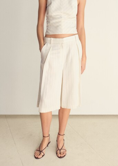 Бермуды из смесового льна в полоску