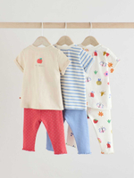 Футболка и легинсы в комплекте для малышей Next E66-978, 3 шт., Молочный, Голубой, Красный