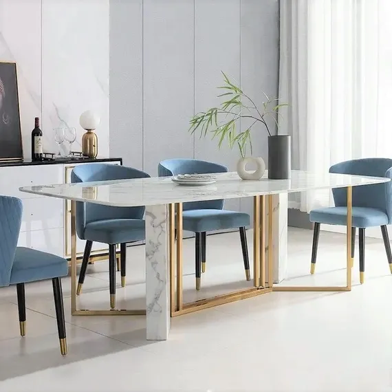 Стол Marble Cross, 220х100 см, белый керамогранит