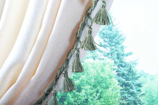 Длинные шторы. Мишель с бахромой (молочный)