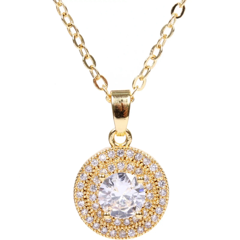 Подвеска из гиппоалергенного сплава со стразами «ЭЛЛАДА», цвет серебро и золото, d-20см/1см