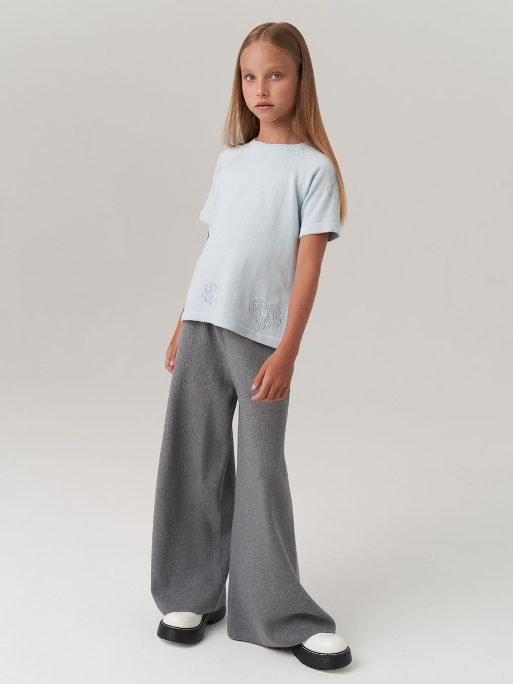 Джемпер для девочки с коротким рукавом AT1083 голубой