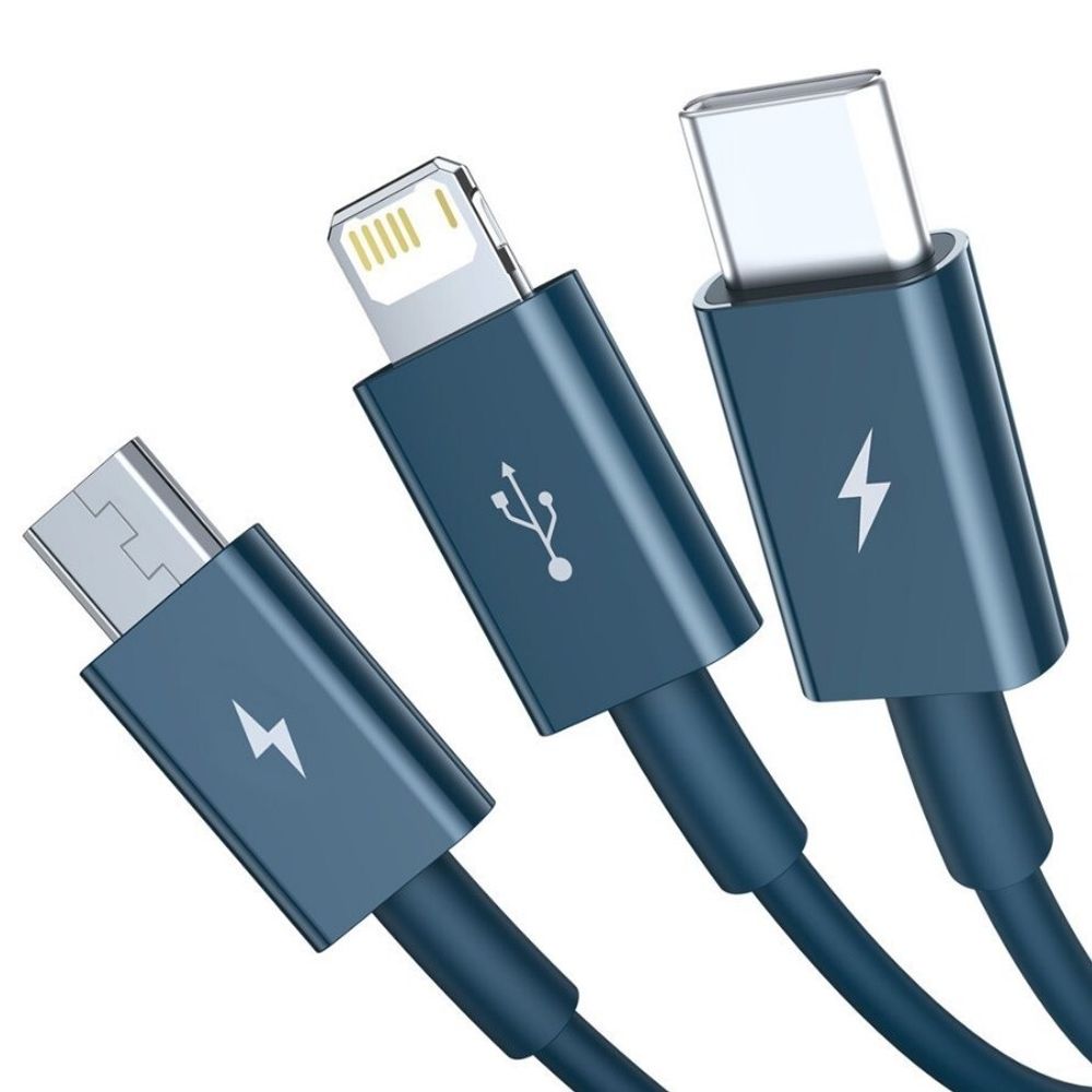 Кабель (3 в 1) micro/lightning/type C 1.5m (totu) 2.1А green