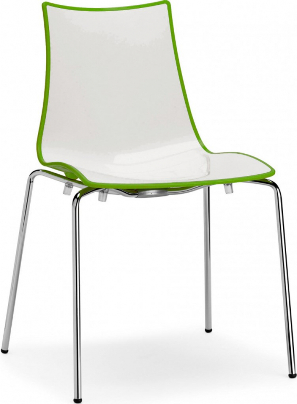 Стул пластиковый Scab Design Zebra Bicolore 4 legs, хром, белый, зеленый