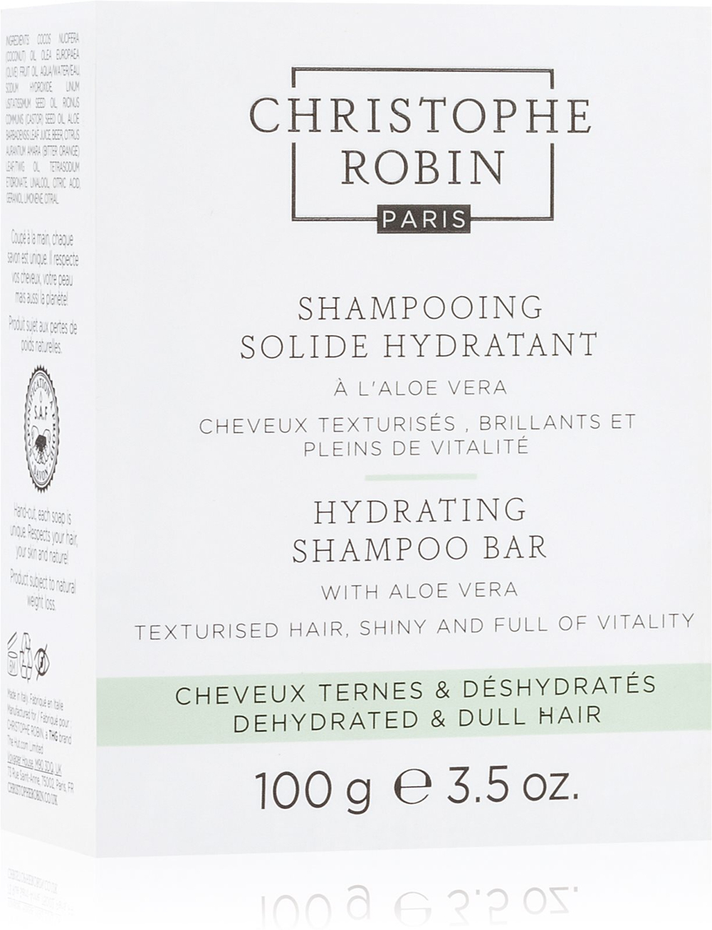 Christophe Robin Hydrating Shampoo Bar with Aloe Vera - шампунь для сухих и чувствительных волос /   100  g  / GTIN 5056379590623