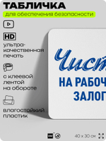 Табличка для обеспечения безопасности "Чистота на рабочем месте - залог успеха", для офиса, по охране труда для предприятия, организаций, 40х30 см, Silver Plane x Айдентика Технолоджи