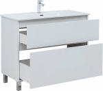 Тумба с раковиной Aquanet Вега 100 344125+329257 белая глянцевая