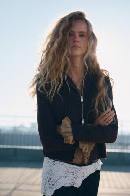 ZARA ОДНОТОННОЕ ХУДИ, ТЕМНО-КОРИЧНЕВЫЙ