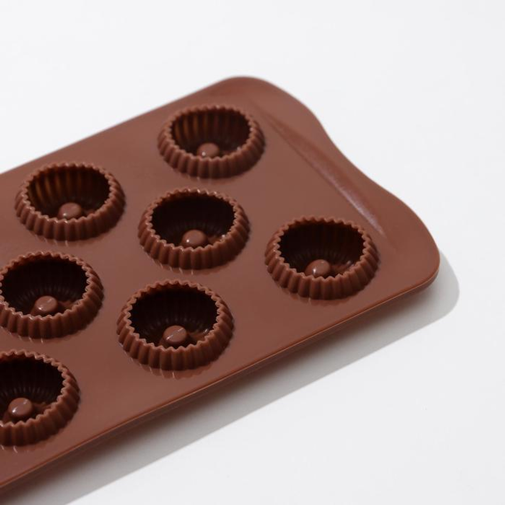 Форма силиконовая для конфет «Колечко.Риб», 21×10,5×1,8 см, 11 ячеек