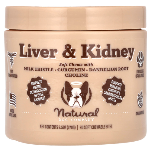 Natural Dog Company, Liver & Kidney, для собак, для всех возрастов, 90 жевательных таблеток, 270 г (9,5 унции)