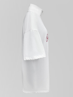 Футболка Yixuan 2612 удлиненная однотонная с надписью спереди и молнией до груди