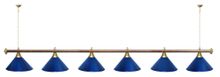 Лампа STARTBILLIARDS 6 пл. (плафоны зеленые матовые,штанга синяя,фурнитура золото)