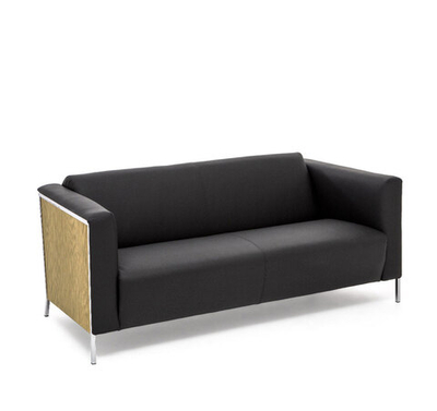 VISPO Wood 2м диван кожа ДУБ СВЕТЛ/ЧЕРНЫЙ