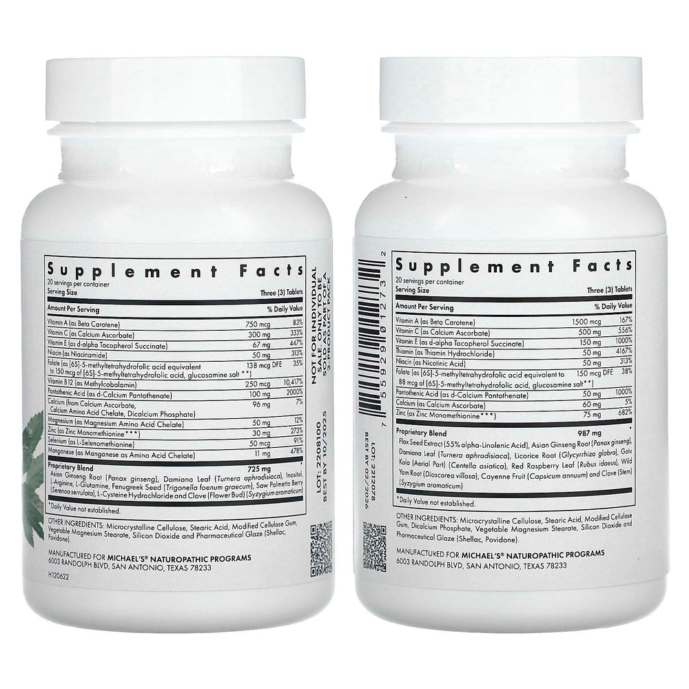 Michael's Health, Набор для мужского и женского репродуктивного фактора для пар, 2 флакона, 60 вегетарианских таблеток в каждом
