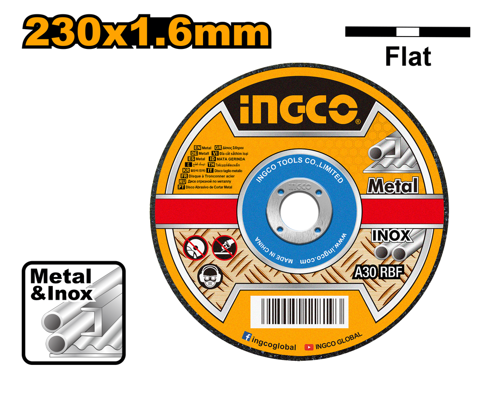 Круг отрезной по металлу INGCO MCD162301 230x1,6x22.2 мм Metal/Inox