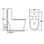 Унитаз-моноблок Azario Scala 360х690х790 безободковый, слив "Торнадо", с быстросъемным сиденьем микролифт (AZ-8101)