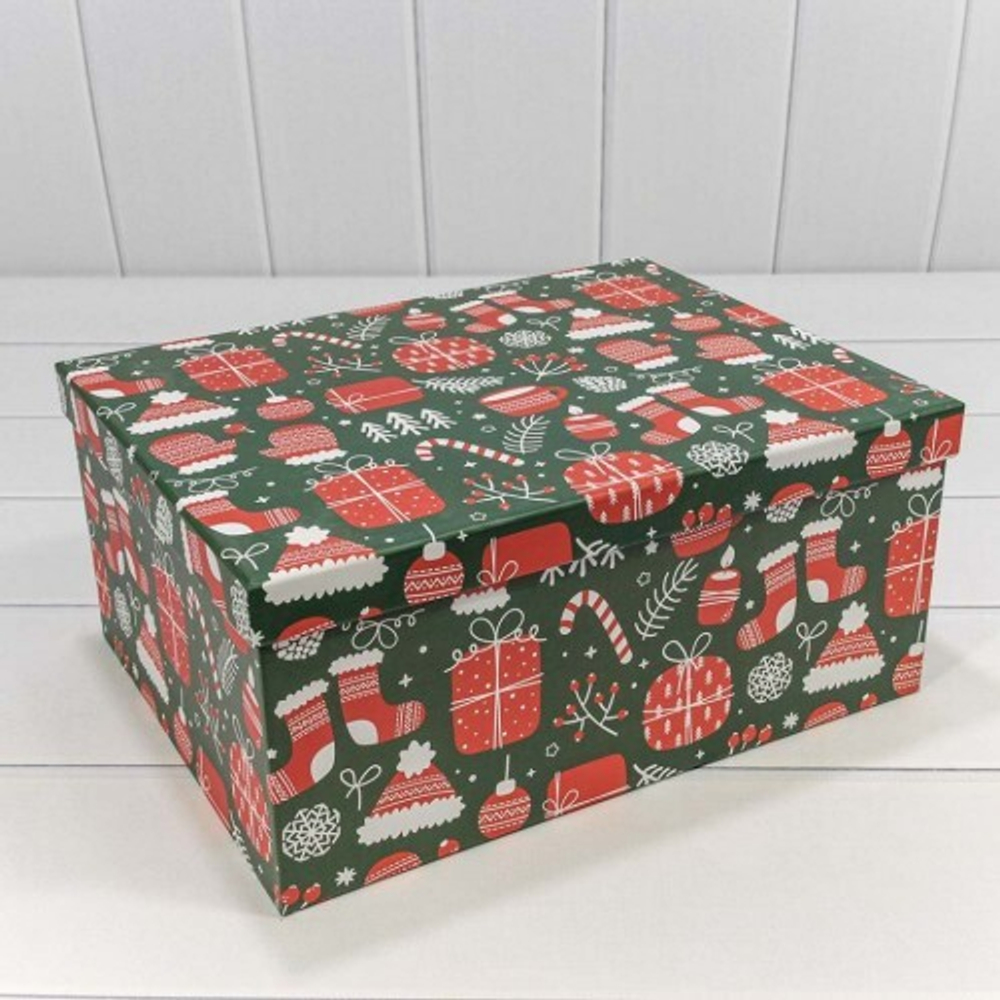 Коробка 34 х 26 х 15.3 см Набор 10 шт "Новый год" (Зеленый)