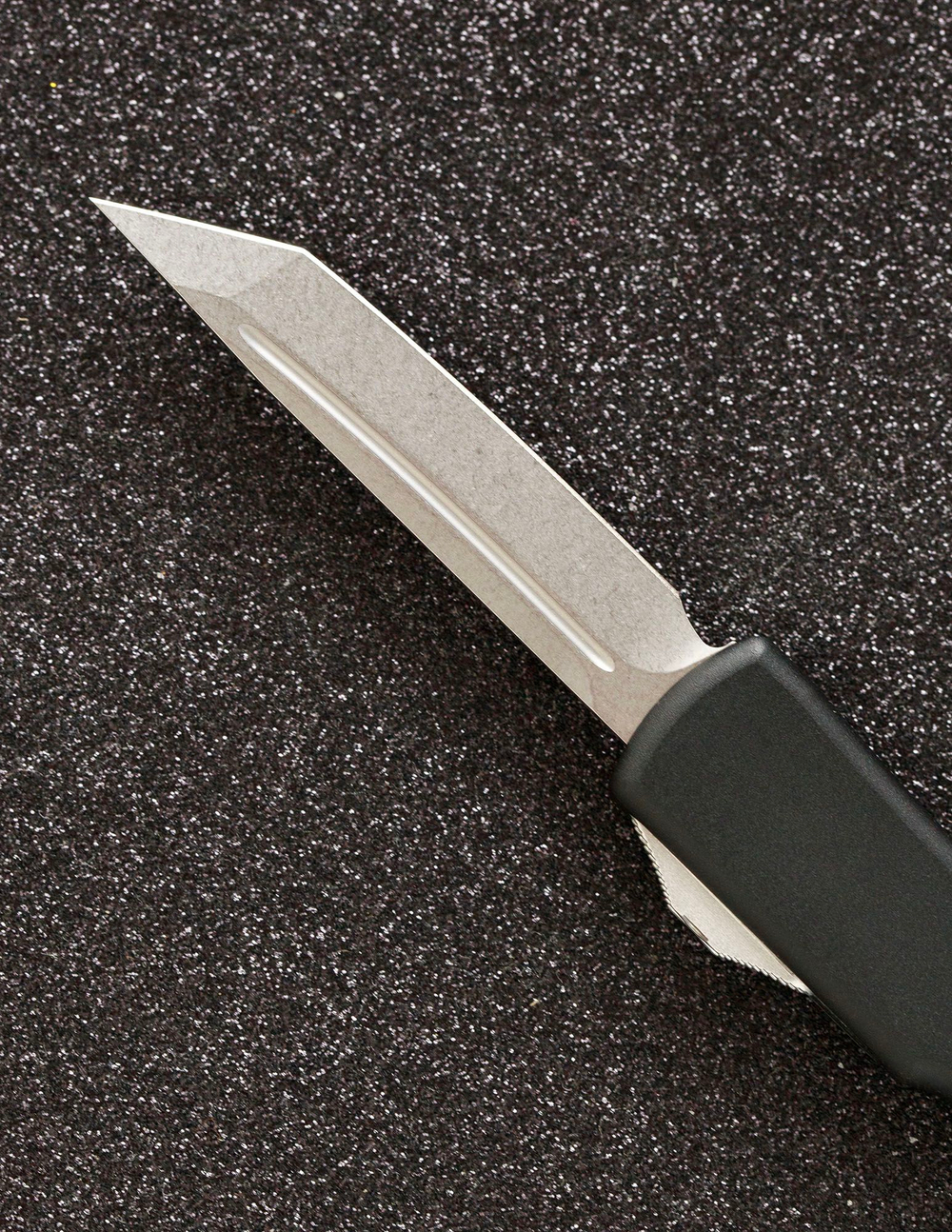 Автоматический складной нож SteelBro UTX-70 T/E Tanto Stonewash 149-10 (черный) фронталка/выкидуха