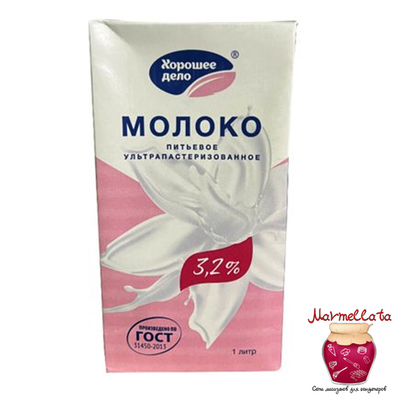 Молоко "Хорошее дело", 3.2% (1 л) (slim)