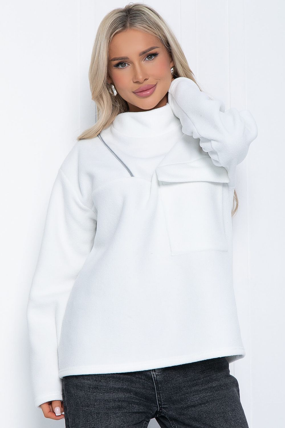 Свитшот Лори (белый) флисовый Б12555-7 LT Collection