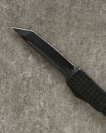 Автоматический складной нож Microtech Ultratech Delta Frag Fluted Tanto DLC Nickel Boron Signature Series VG-10 123D-1NB (черный-черный)