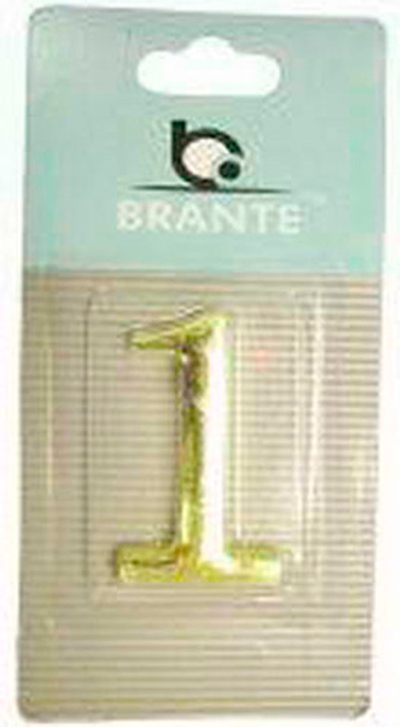 Цифра дверная 45 х 28 мм. золото "1" на клеевой основе металл (623-366) /5