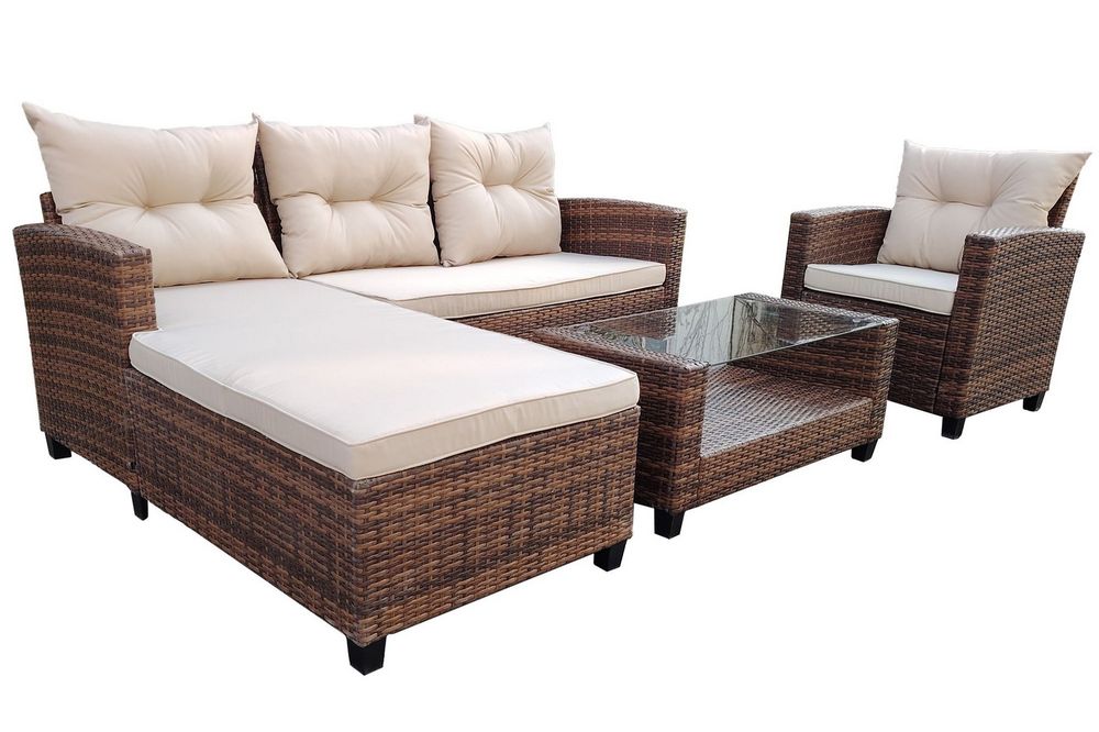 "Атланта" лаунж-зона из искусственного ротанга, цвет коричневый