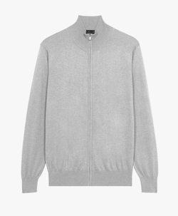 Brooks Brothers Кардиган на молнии из смеси шелка и кашемира, светло-серый
