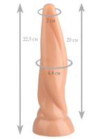 Телесный витой конический анальный фаллоимитатор - 22,5 см. (Цвет: телесный)