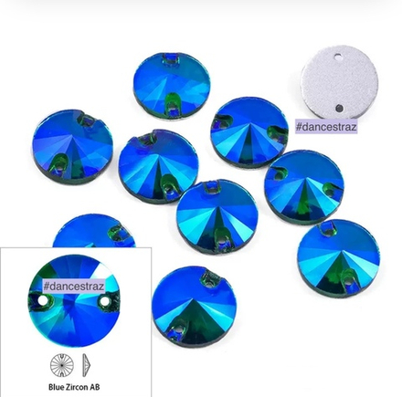 Стразы пришивные, Rivoli, Blue Zircon AB, A3-P55, 14mm, (36 ea/pkg), (F2)