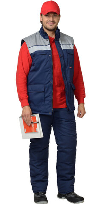 Жилет "СПЕЦ" утеплённый мужской синий с серым