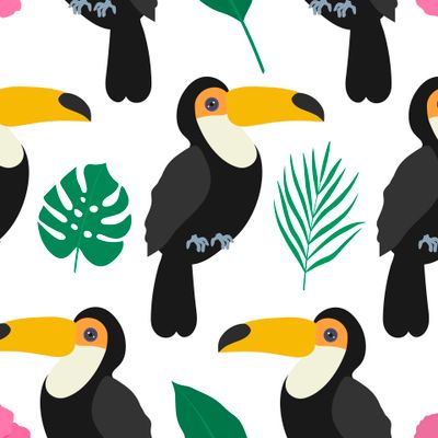 Попугаи и тропические листья