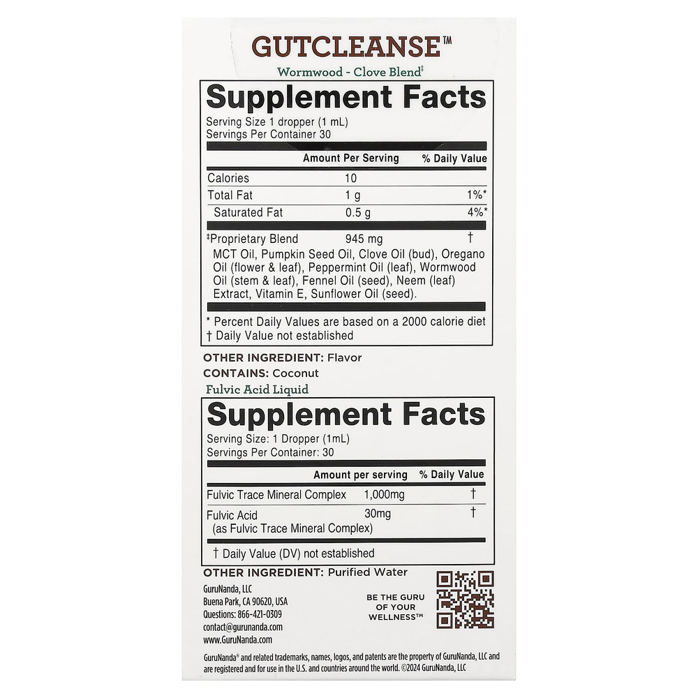 GuruNanda, GutCleanse™, двухэтапный набор, 2 флакона по 30 мл (1 жидк. унция)
