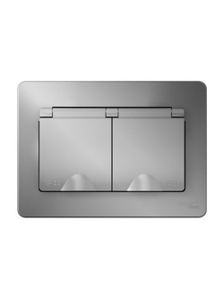 Розетка 2-м СП Blanca 16А IP44 250В с заземл. защ. шторки с крышкой алюм. SE BLNRS441123